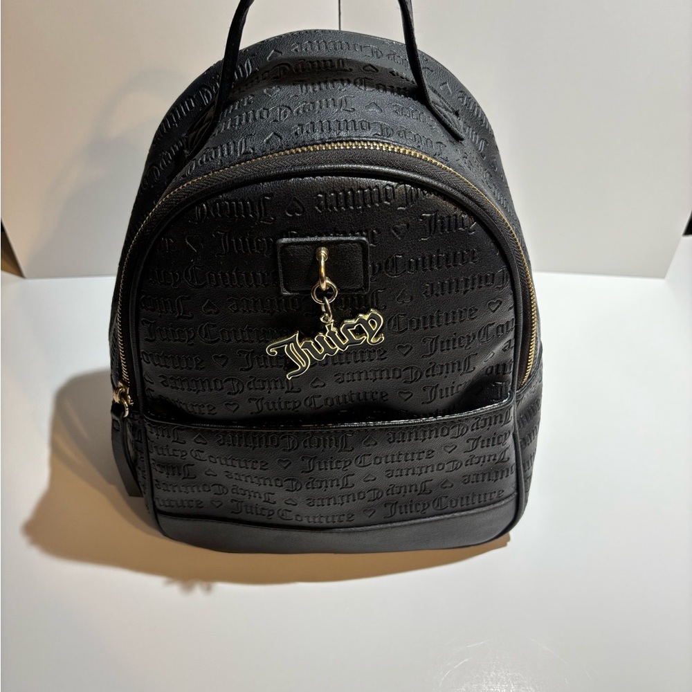 Juicy Couture Black Embossed Mini Backpack Gold Charm – 11 in - Picture 5 of 9